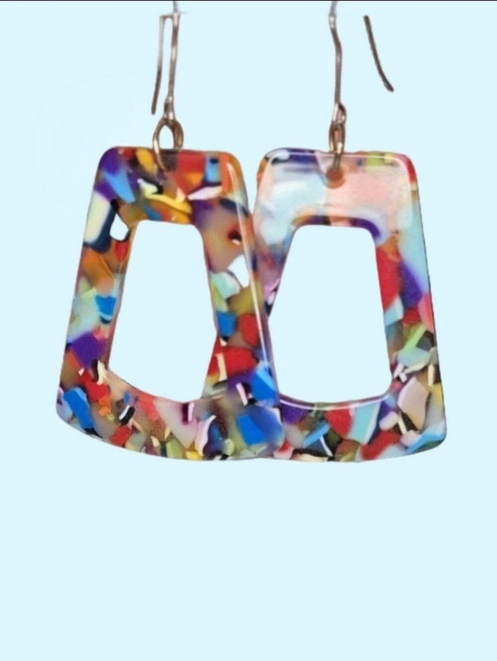 Colorful Confetti Resin Geometric Earrings